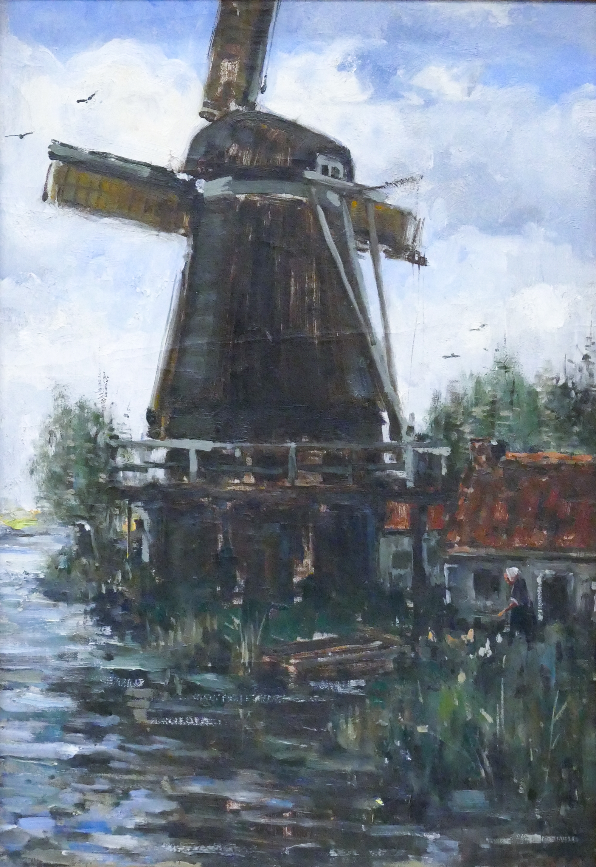Fokko Tadama | Fokko Tadama ''Dutch Scene with Windmill'' Oil on Canvas ...