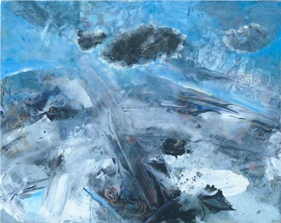 Neil Meitzler ''Landscape in Grey and Blue'' Casein on Canvas by Neil Meitzler