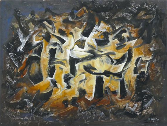 Neil Meitzler ''Into the Darkness'' 1962 Casein on Masonite 18''x24 by Neil Meitzler, 1962