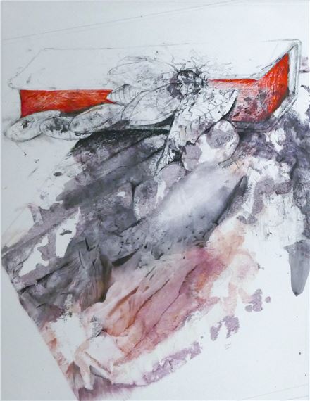 Neil Meitzler ''Book with Fly'' Mixed Media on Paper Matted 20''x16