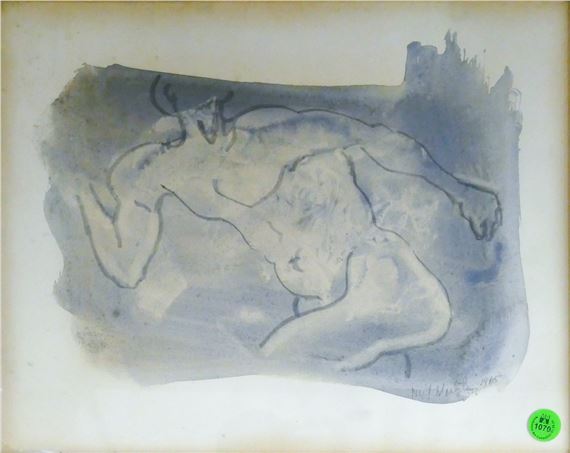 Neil Meitzler ''Mystic Figure'' 1965 Casein on Paper Framed