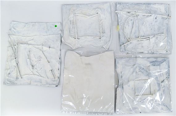 5pc Neil Meitzler ''White Applied Abstractions'' Oil and Found Objects