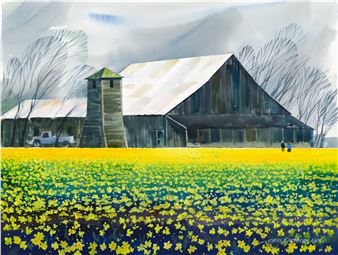 Jess Cauthorn A.W.S. ''Daffodil Time'' (Skagit Valley) Watercolor - Jess Cauthorn