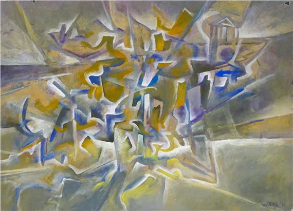 Neil Meitzler ''Burst of Color'' 1962 Casein on Paper