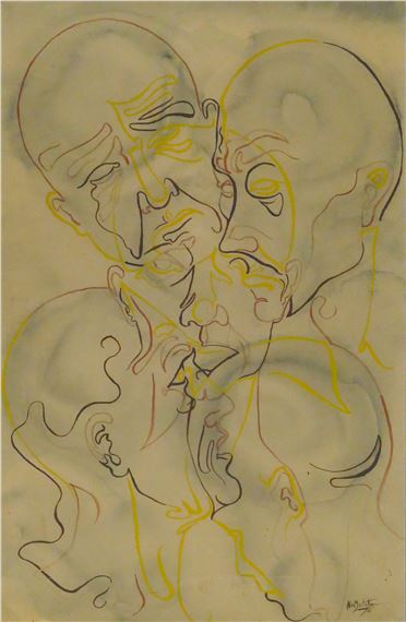 Neil Meitzler ''Line Portraits'' 1951 Gouache and Wash