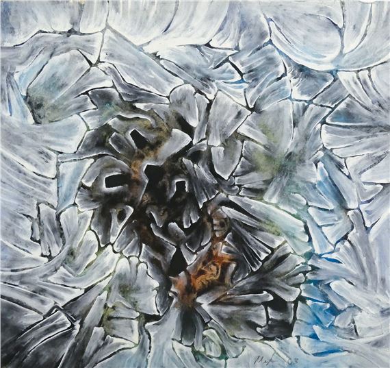 Neil Meitzler ''White Forms'' 1963 Casein on Paper 9''x9.25 by Neil Meitzler, 1963