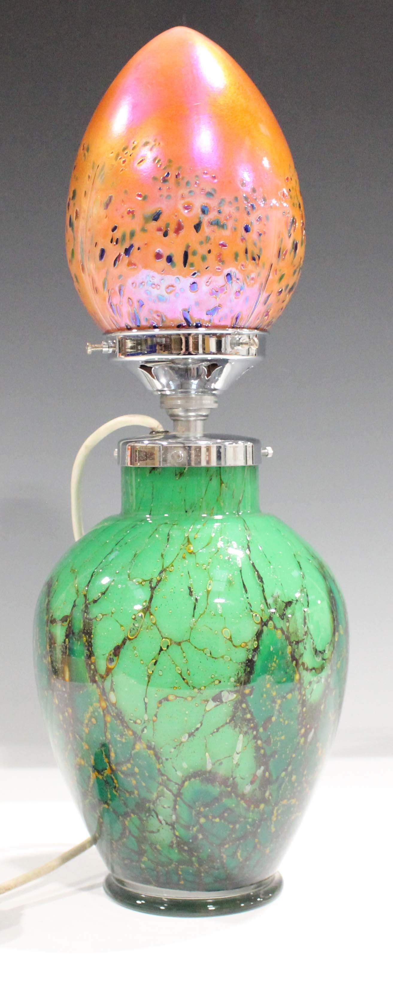 Artwork by Karl Wiedmann, shouldered form with green and yellow colouring, Made of green and yellow