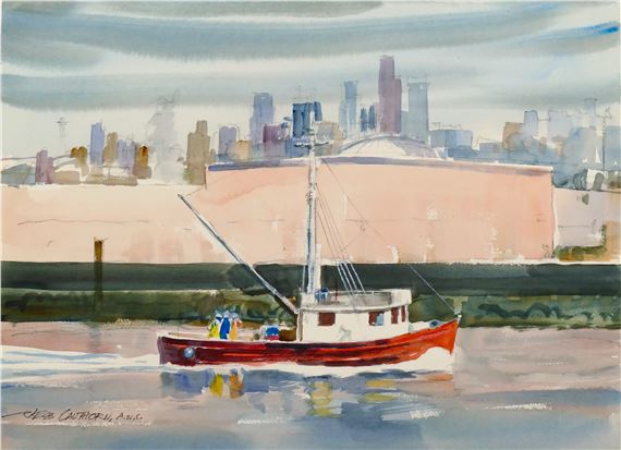 Jess Cauthorn A.W.S. ''On the Duwamish'' Watercolor by Jess Cauthorn