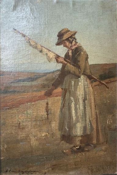 Paysanne au pendule Oil on canvas - Louis Gay