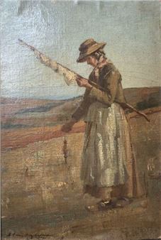 Paysanne au pendule Oil on canvas - Louis Gay