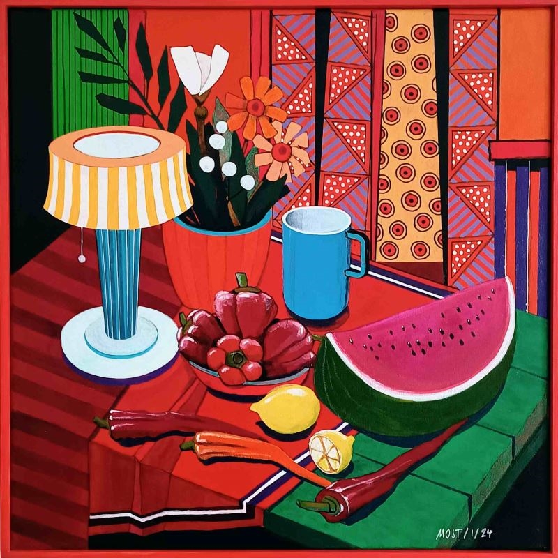 Artwork by Michał Ostaniewicz, Blue mug, Made of Acrylic, Canvas