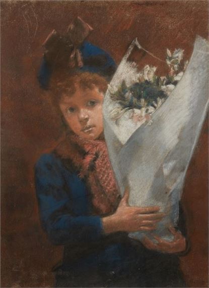 attribué à Portrait de jeune normande Pastel marouflé sur toile Dim. (à vue) : 72 - John Herman Recknagel