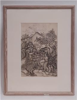 - Spiritual scene with figures and animals - I Ketut Pateh