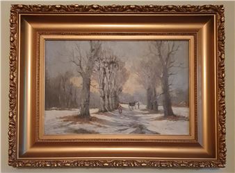 Woman walking down a snowy path - William van Dalen