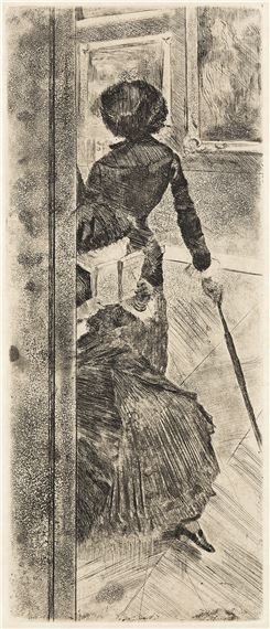 Au Louvre, la peinture, Mary Cassatt. by Edgar Degas, circa 1879-1880