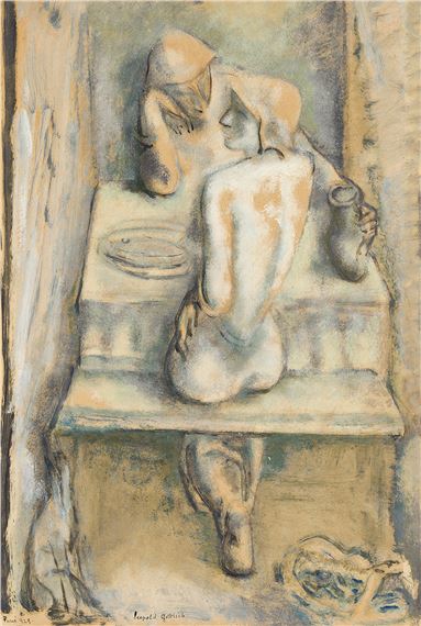 Une table pour deux by Leopold Gottlieb, 1929