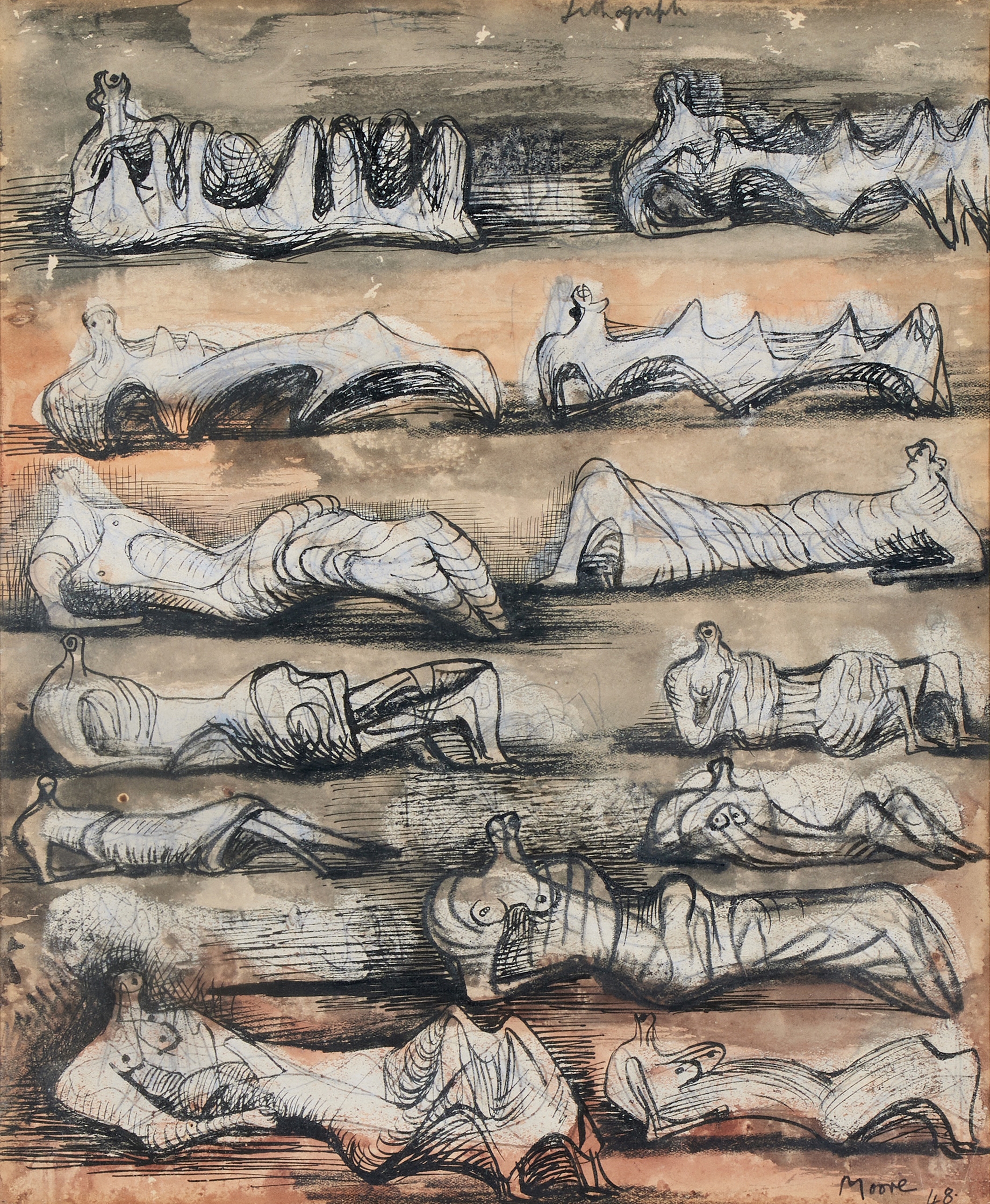 Henry Moore | Reclining Figures (1948) | MutualArt