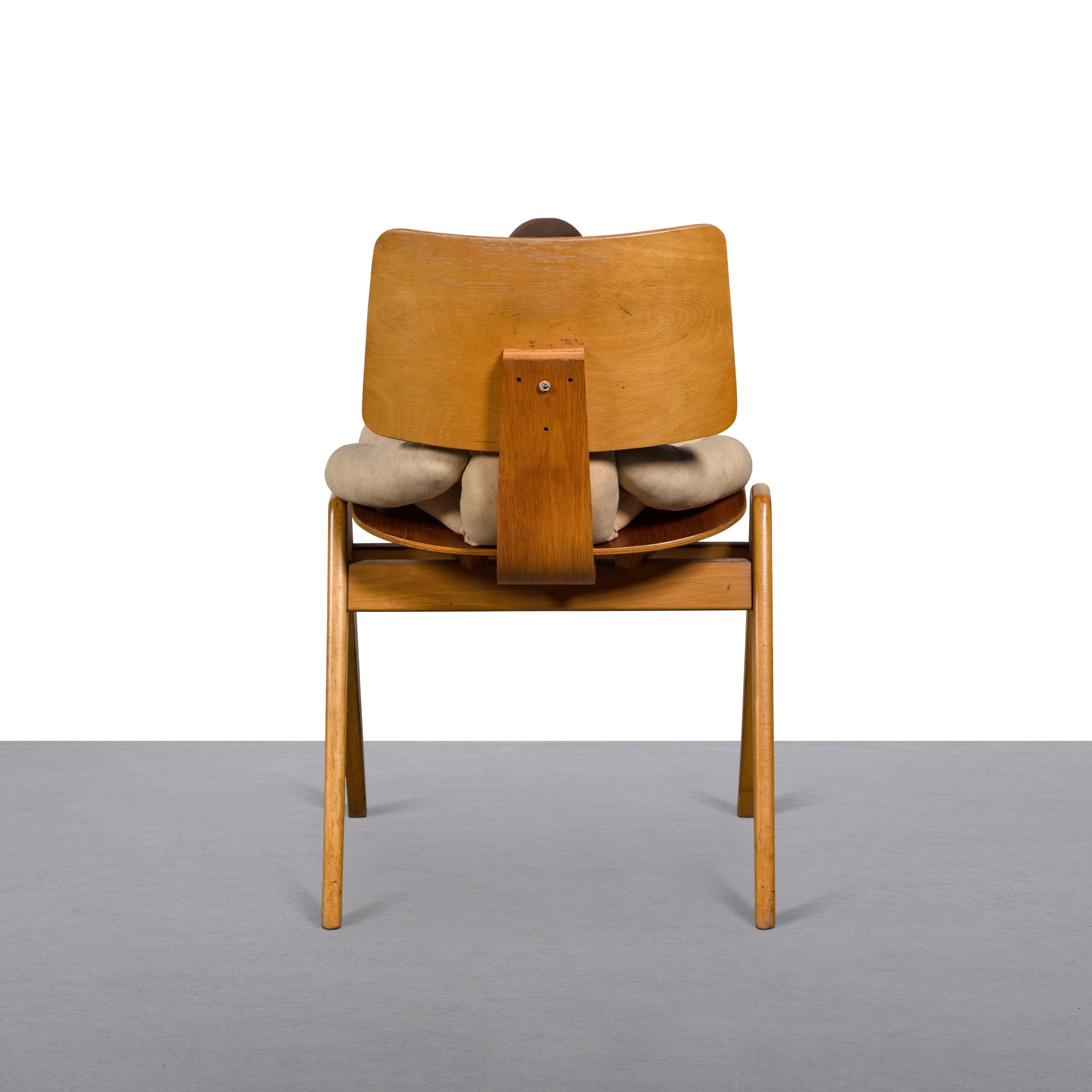 Artwork by Sarah Lucas, Tit Teddy Ugo, Made of tights, kapok and wooden chair