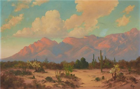 Desert landscape with mountains by Willard Page