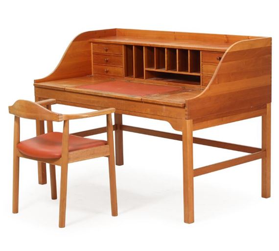 A freestanding solid cherry wood writing desk by Andreas Hansen