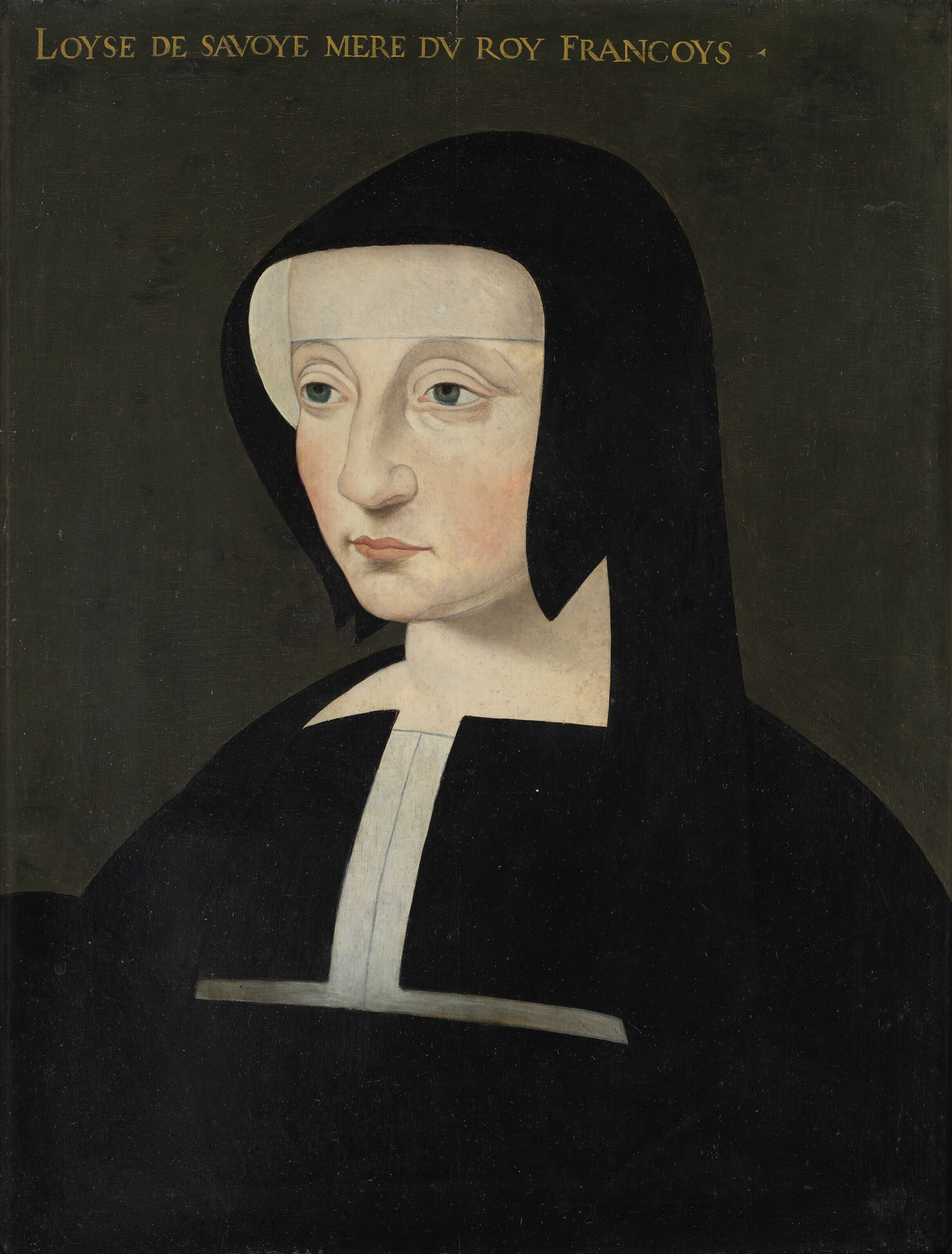 Portrait de Louise de Savoie (-1531), régente de France, en buste, habillée de noir - Jean Clouet