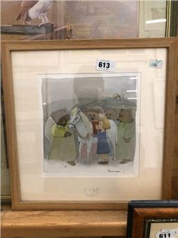 ROSEMARY WELLS (B.1943), ARR FOUR BEARS, A HORSE AND A GIRL WITH GOLDEN LOCKS, WATERCOLOUR, SIGNED - Rosemary Wells