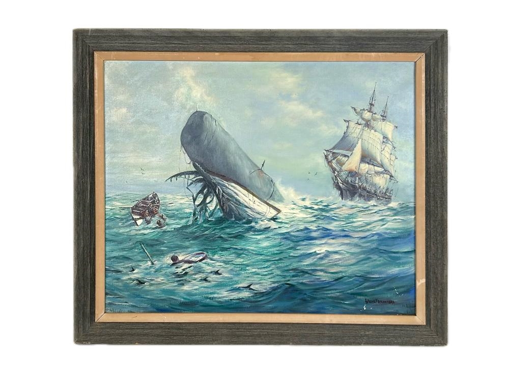 Whaling scene by H. Silva Fernandes, 20th Century