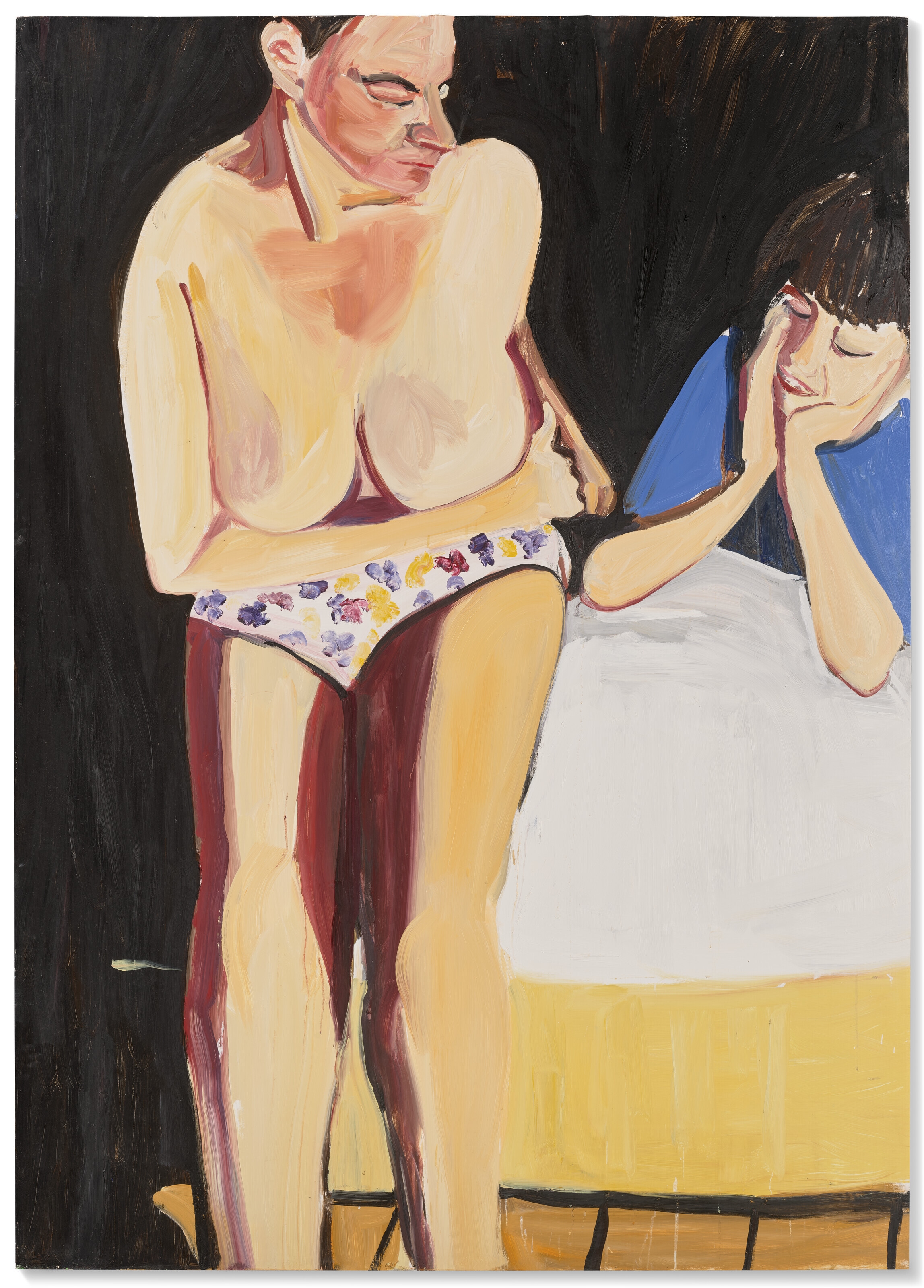 Artwork by Chantal Joffe, Self-Portrait with Esme at Night, Made of oil on board