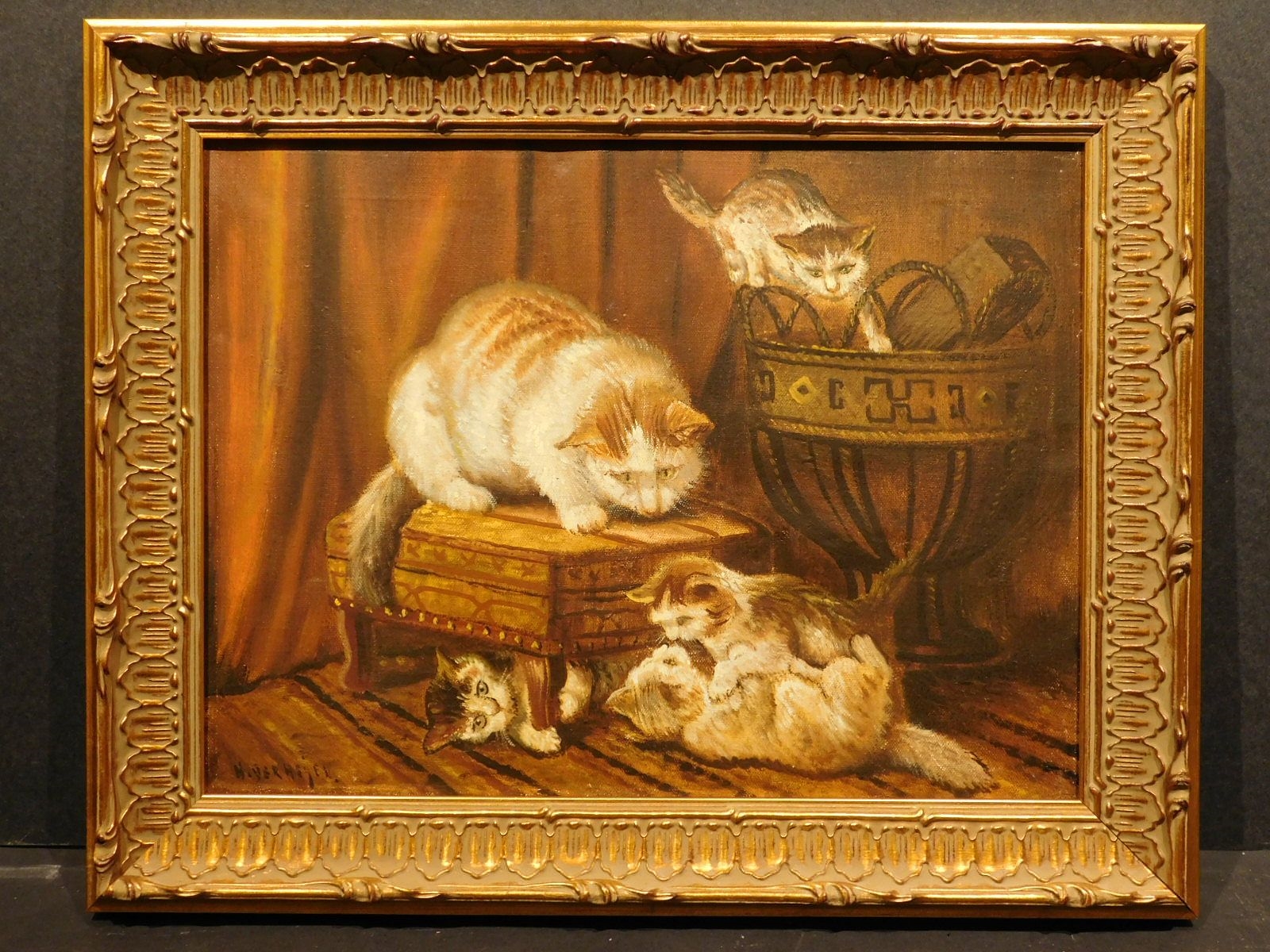 Artwork by N. Verhejen, Curious Kittens, Made of Oil on canvas