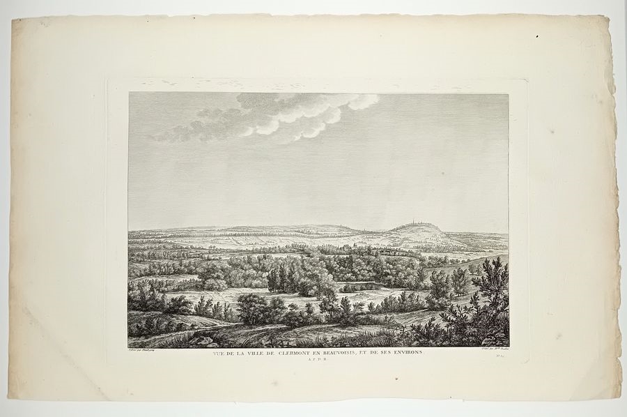 Artwork by Melle Riollet, "Vue de la Ville de CLERMONT en Beauvaisis, et d ses environs, Made of Engraving