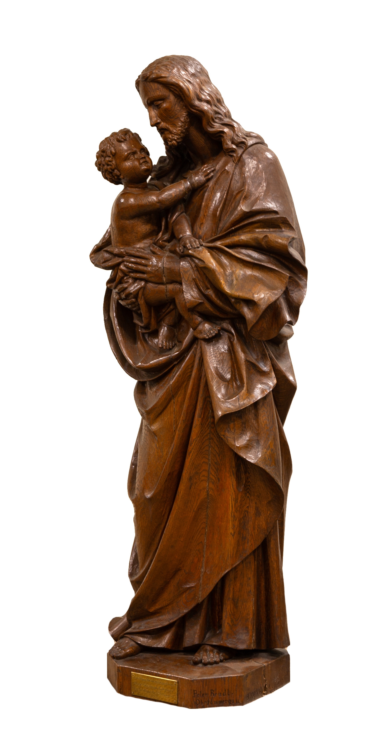 Artwork by Peter Rendle, Joseph and Christ Child Sculpture, Made of carved oak