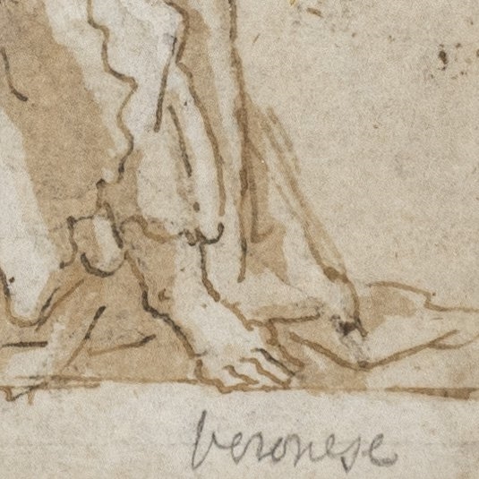 Artwork by Italian School, 16th Century, Knieender Engel, Made of Brown pen, brown wash, on paper