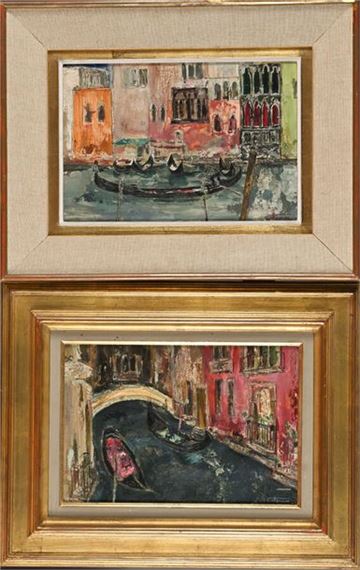 Canal in Venice. Oil on isorel. Signed lower right. 24 x 35 cm. by Louis Vuillermoz