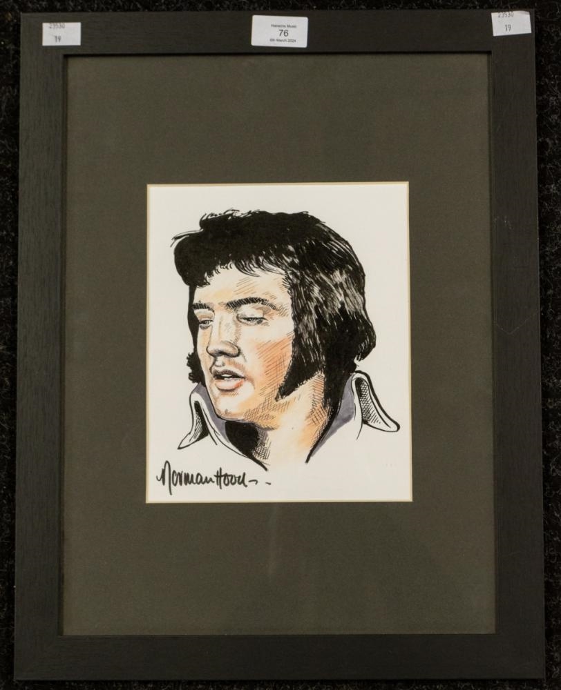 Artwork by Norman Hood, Elvis Presley hand drawn original artwork Norman Hood