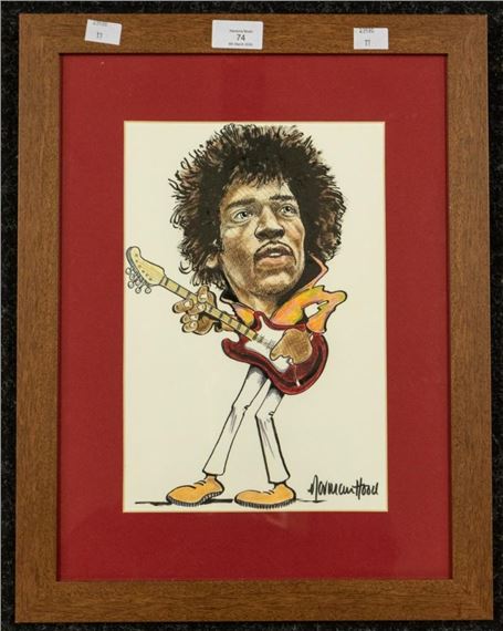 Original Jimi Hendrix hand drawn cartoon artwork by Norman Hood by Norman Hood