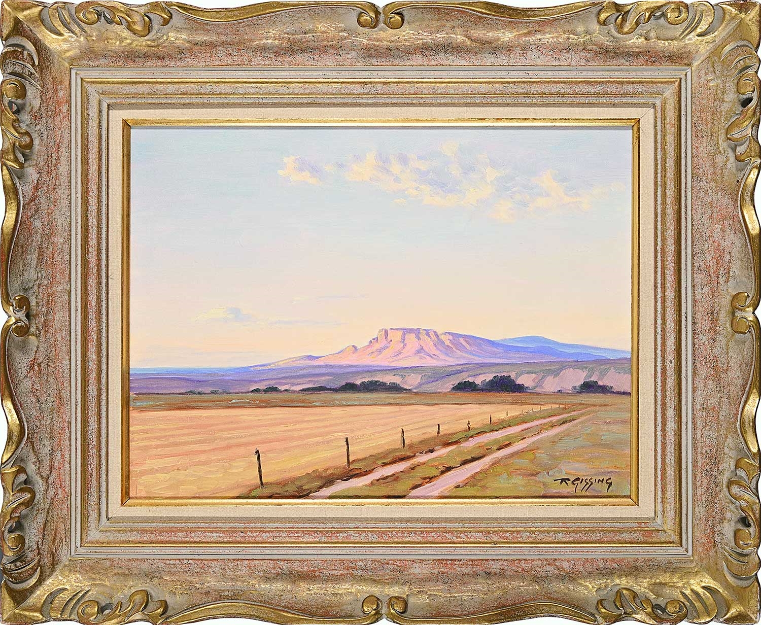 Artwork by Roland Gissing, Untitled - Pink Ridge in the Distance, Made of oil on canvas board