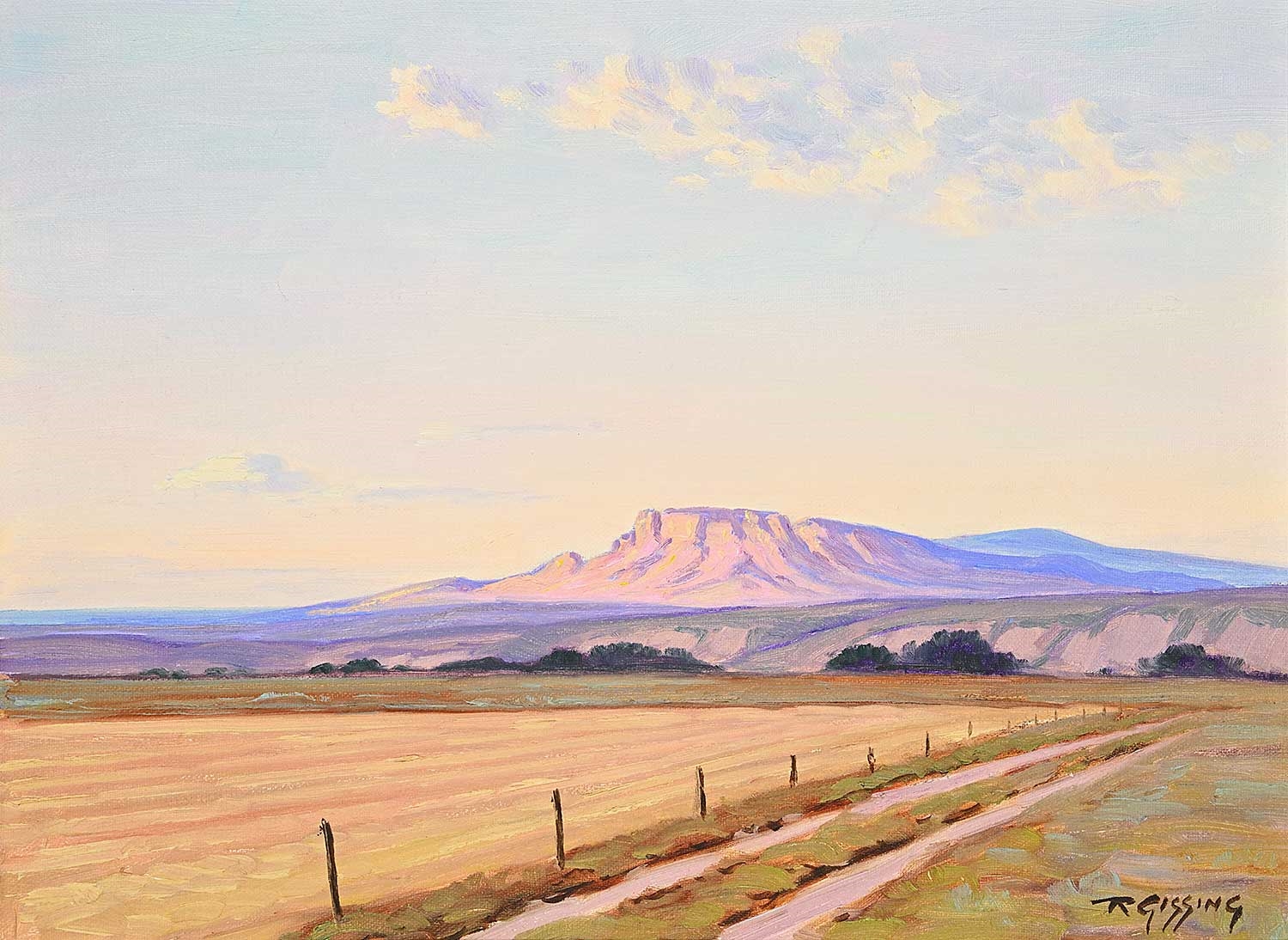 Artwork by Roland Gissing, Untitled - Pink Ridge in the Distance, Made of oil on canvas board