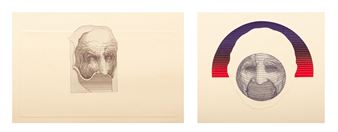 Ronald Kowalke (American) Etchings on Paper &quot;William Blake; Thomas Merton&quot;, Group of Two Prints, H 22&quot; W 14.6 - Ron Kowalke