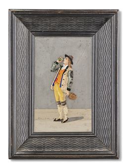 PLAQUE REPRÉSENTANT UN JEUNE HOMME BUVANT UN VERRE DE VIN - Florentine School, 20th Century