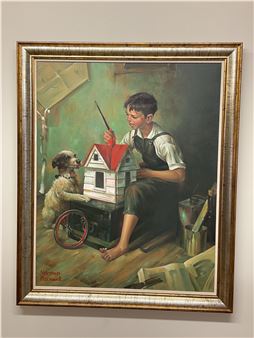 Boy painting a Bird House - Norman Rockwell