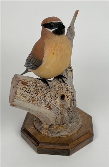 PETER ZELLER CEDAR WAXWING CARVING - Peter Zeller
