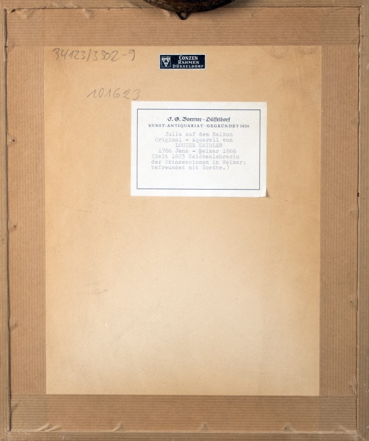 Artwork by Louise Caroline Sophie Seidler, Julia auf dem Balkon, Made of pencil on paper