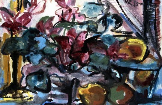 Herrmann Alfred Raddatz | Stilleben mit roten Blumen (1962) | MutualArt