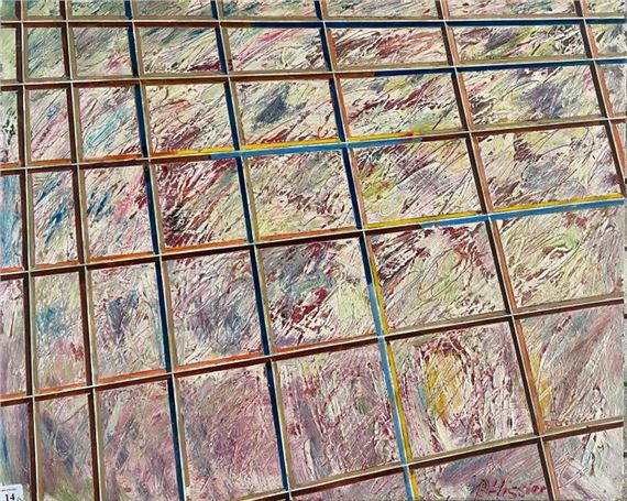 Gilbert PELISSIER (Born 1924) 4 Geometric compositions Mixed media on canvas by Gilbert Pélissier, Dated 1974