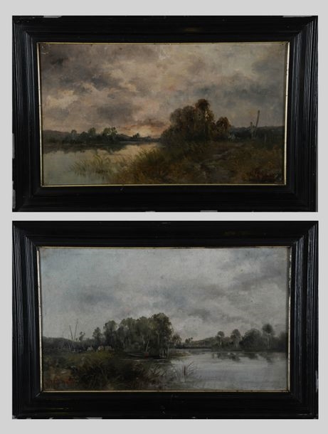 Artwork by Karl Ben, Paysages à la rivière, Made of d’huiles sur toile