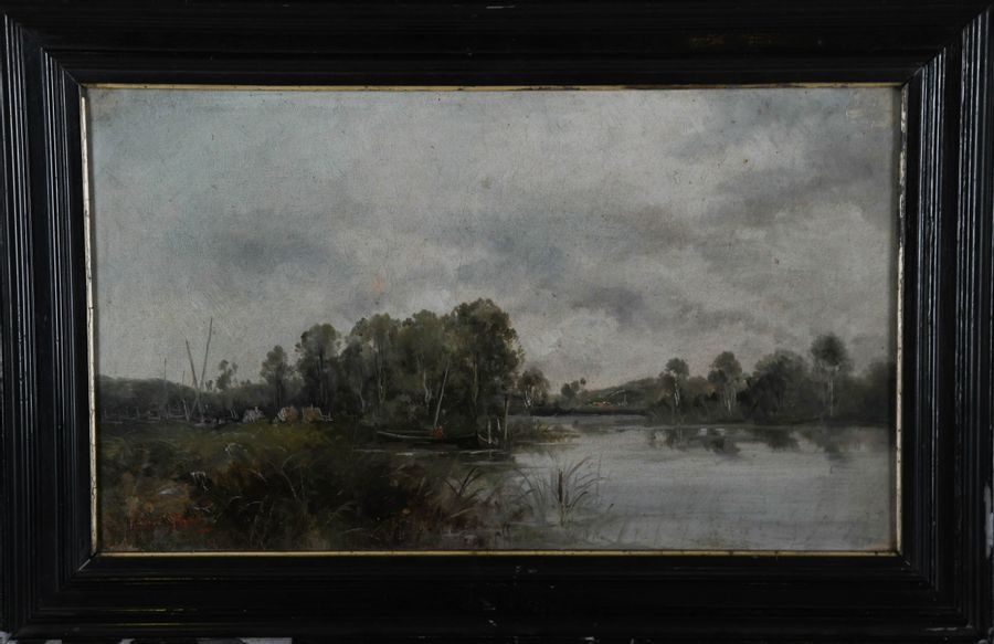 Artwork by Karl Ben, Paysages à la rivière, Made of d’huiles sur toile