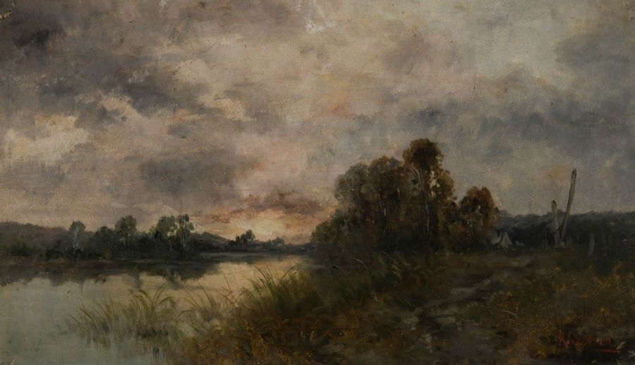 Artwork by Karl Ben, Paysages à la rivière, Made of d’huiles sur toile