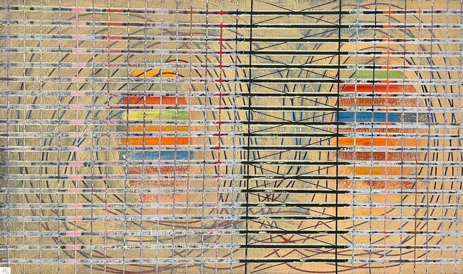 Artwork by Gilbert Pélissier, Gilbert PELISSIER (Born 1924) Four geometric compositions Mixed media on canvas, Made of mixed media on canvas