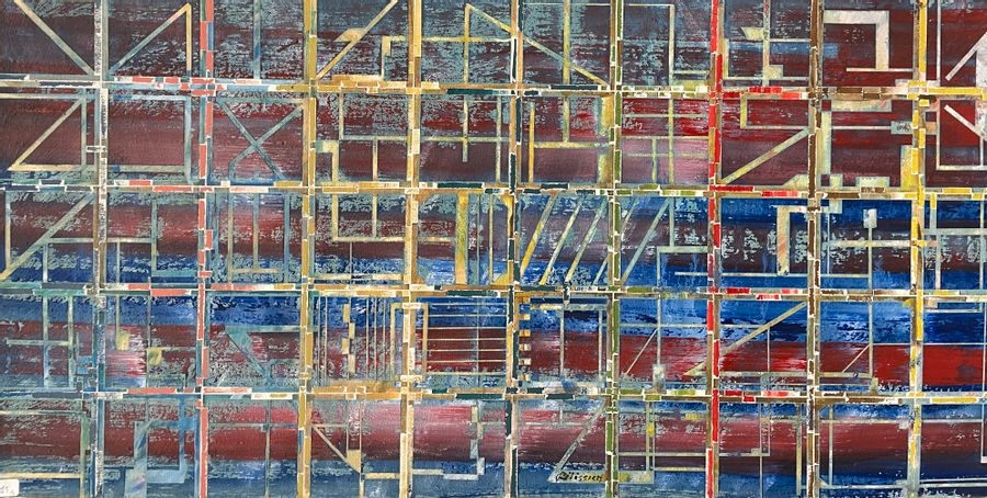 Artwork by Gilbert Pélissier, Gilbert PELISSIER (Born 1924) Four geometric compositions Mixed media on canvas, Made of mixed media on canvas