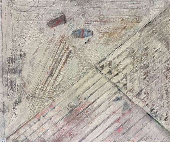 1924) Three geometric compositions Mixed media on canvas by Gilbert Pélissier, Dated 1970